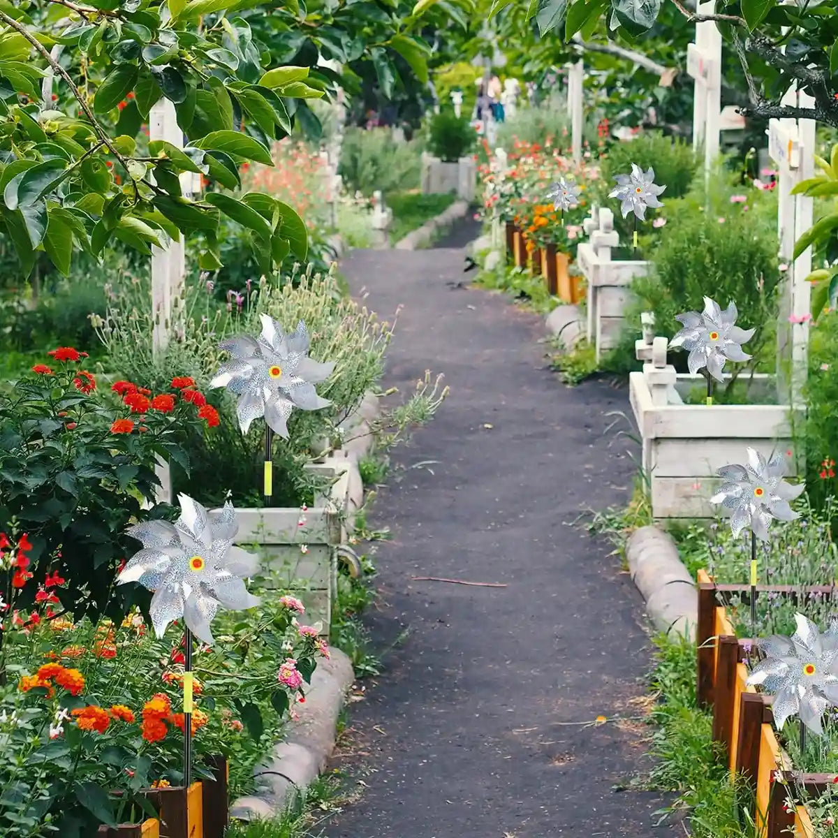 Reflective Windmill Bird Repellent 10PCS Garden Pest Deterrent Pinwheels