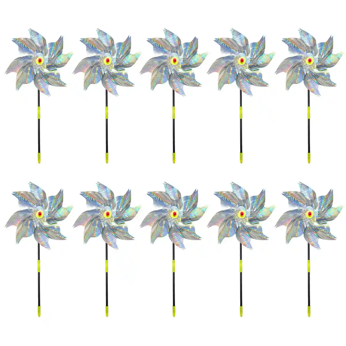 Reflective Windmill Bird Repellent 10PCS Garden Pest Deterrent Pinwheels