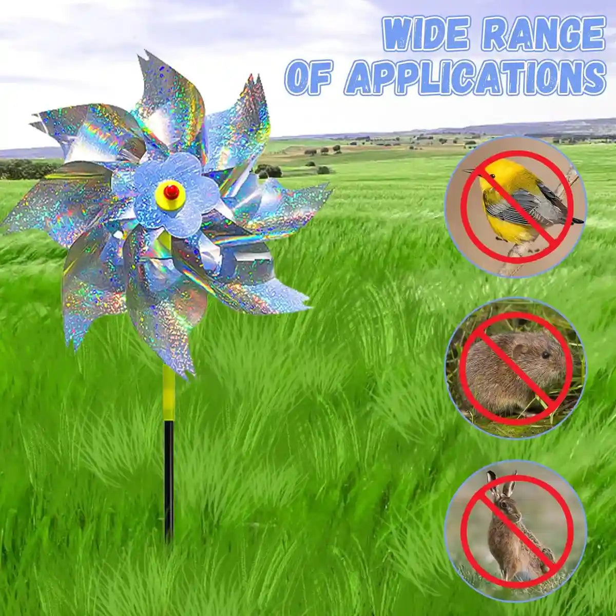 Reflective Windmill Bird Repellent 10PCS Garden Pest Deterrent Pinwheels