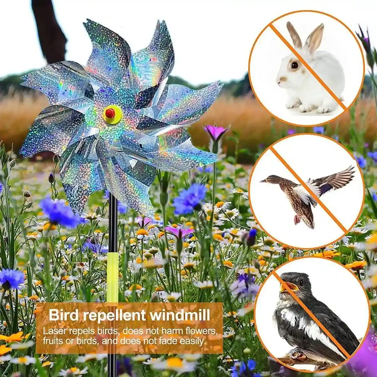 Reflective Windmill Bird Repellent 10PCS Garden Pest Deterrent Pinwheels