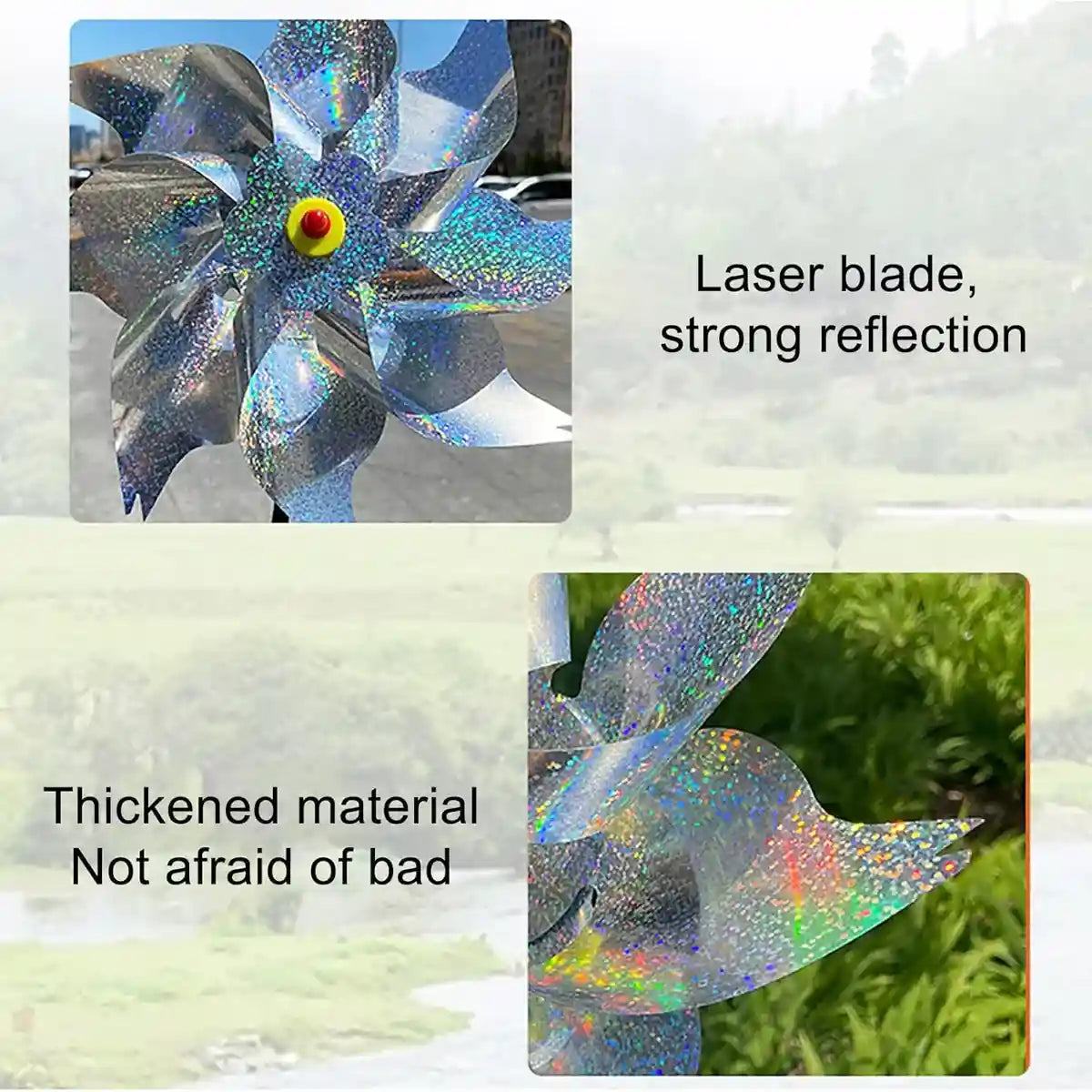 Reflective Windmill Bird Repellent 10PCS Garden Pest Deterrent Pinwheels