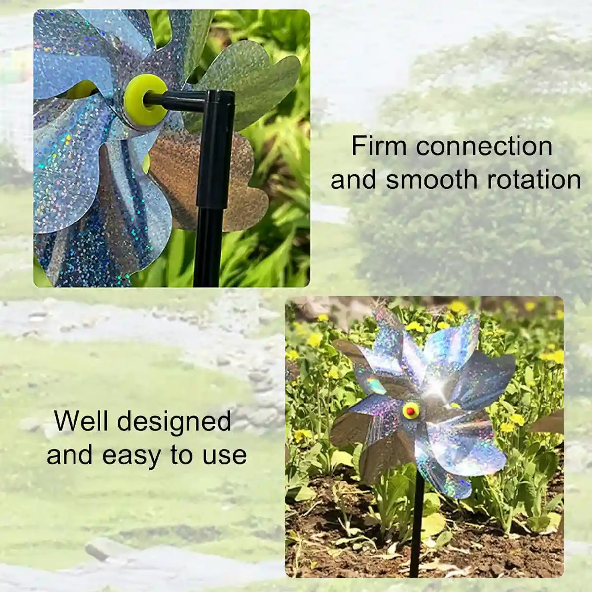 Reflective Windmill Bird Repellent 10PCS Garden Pest Deterrent Pinwheels