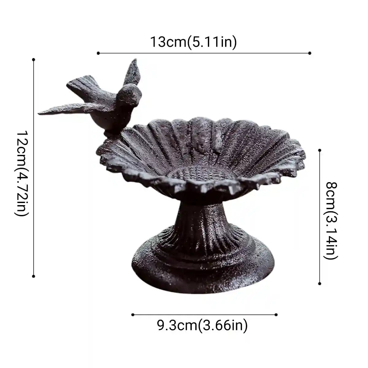 Cast Iron Petal Bird Feeder Bowl for Garden Décor