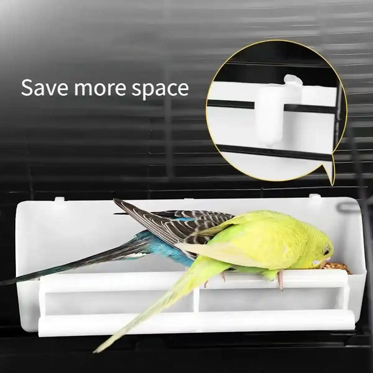 Divided Bird Cage Feeder with Double Perch Hanging Food Container