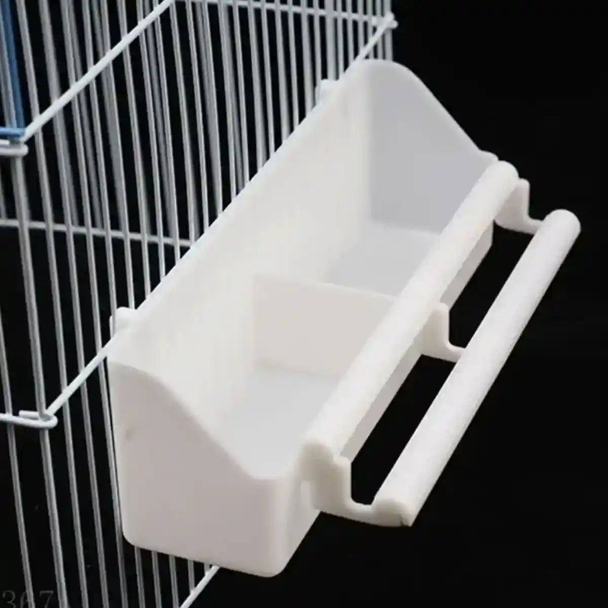 Divided Bird Cage Feeder with Double Perch Hanging Food Container