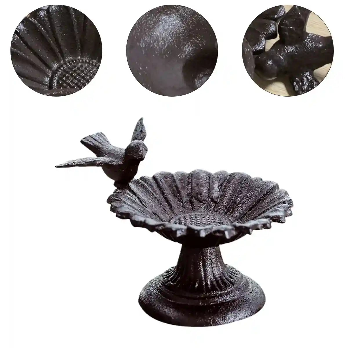 Cast Iron Petal Bird Feeder Bowl for Garden Décor