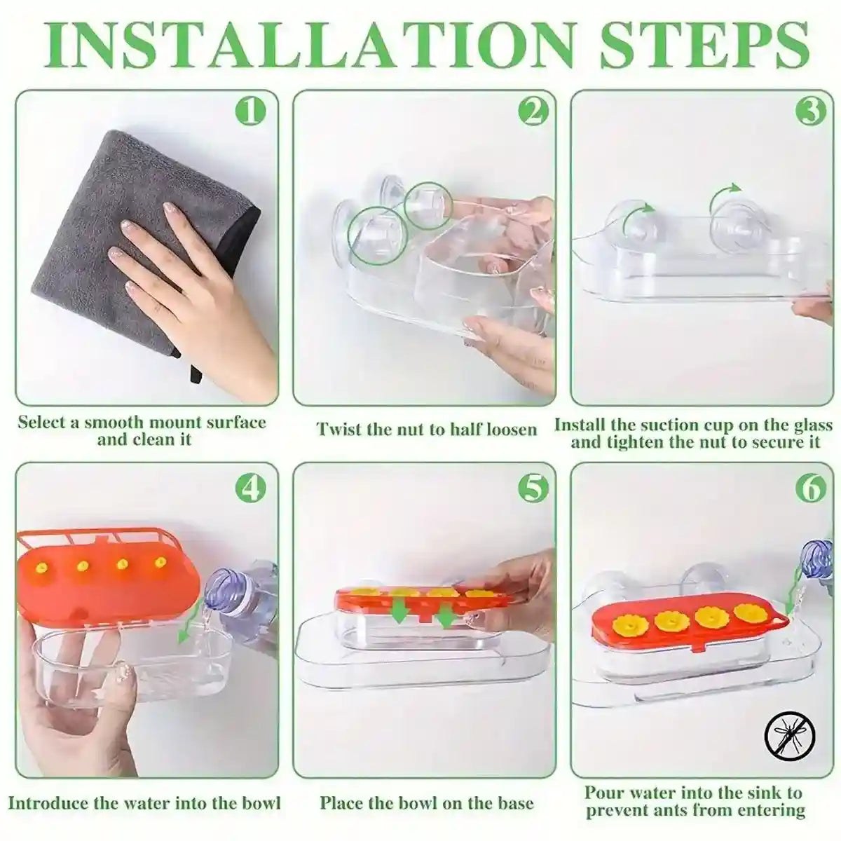 Window Hummingbird Feeder 10oz Capacity with Suction Cup and Ant Moat