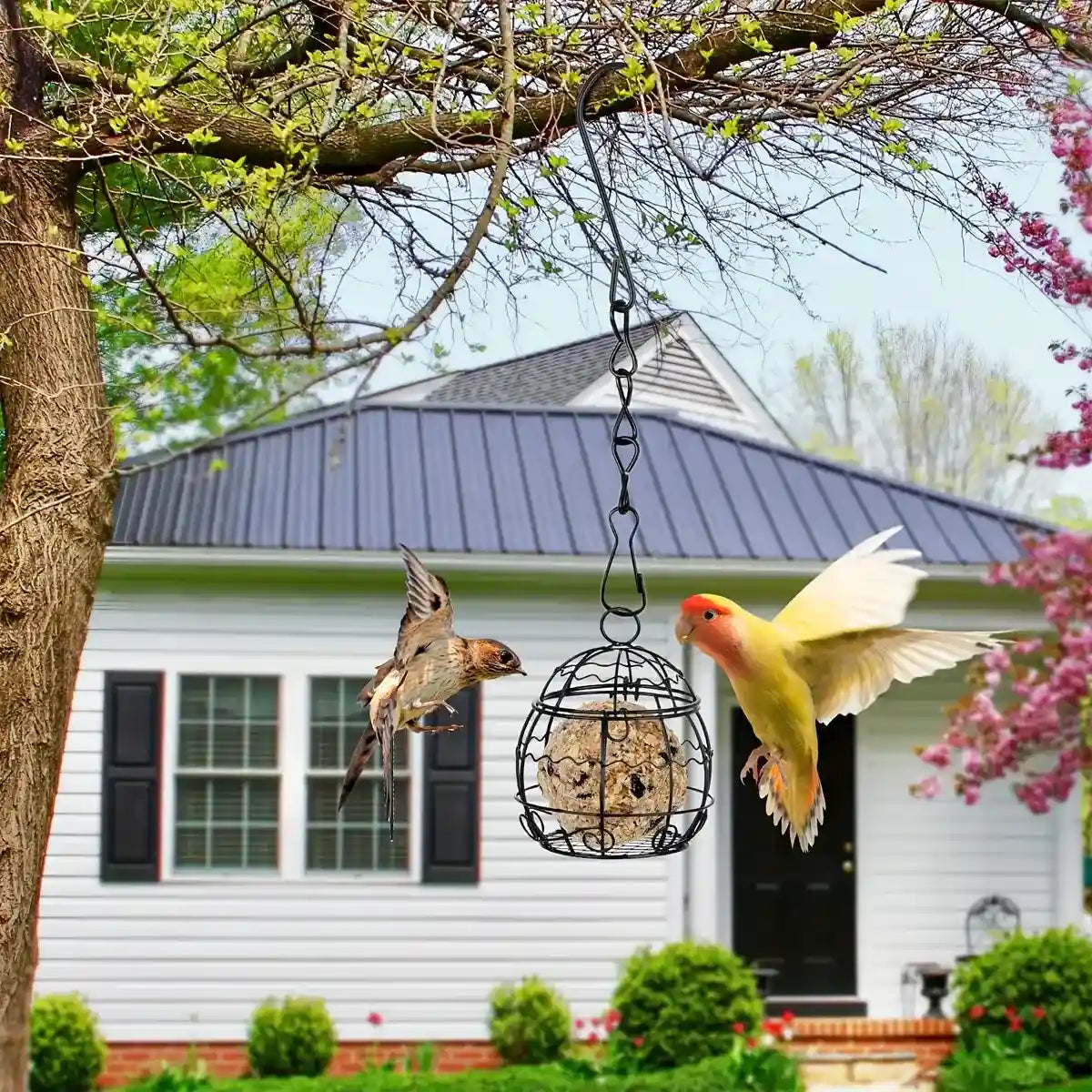 Spring-Style Hanging Bird Feeder for Outdoor Garden or Balcony