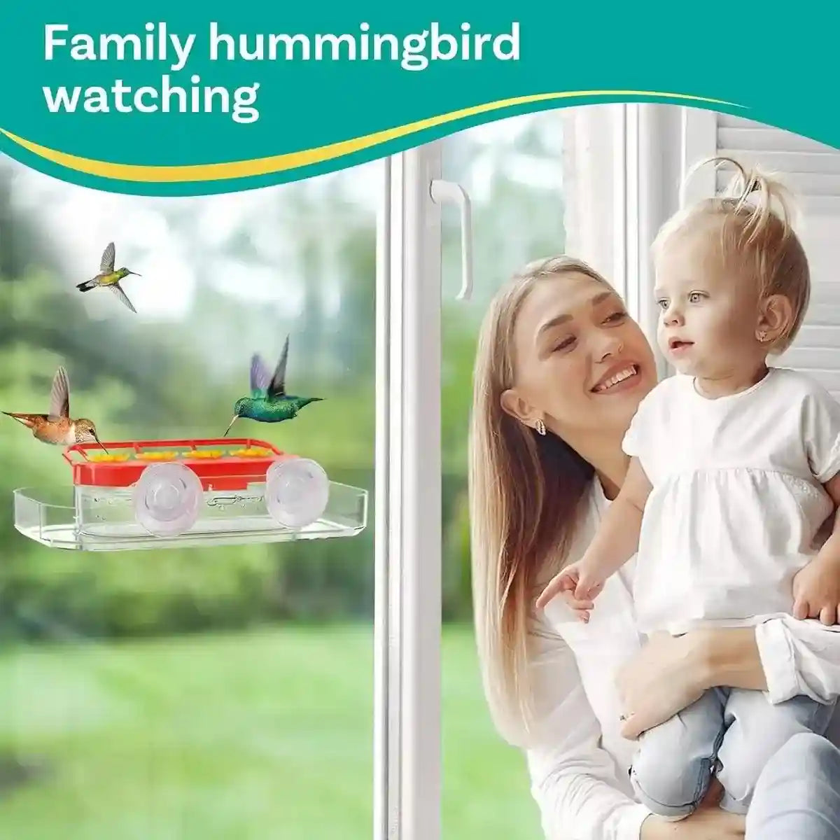 Window Hummingbird Feeder 10oz Capacity with Suction Cup and Ant Moat