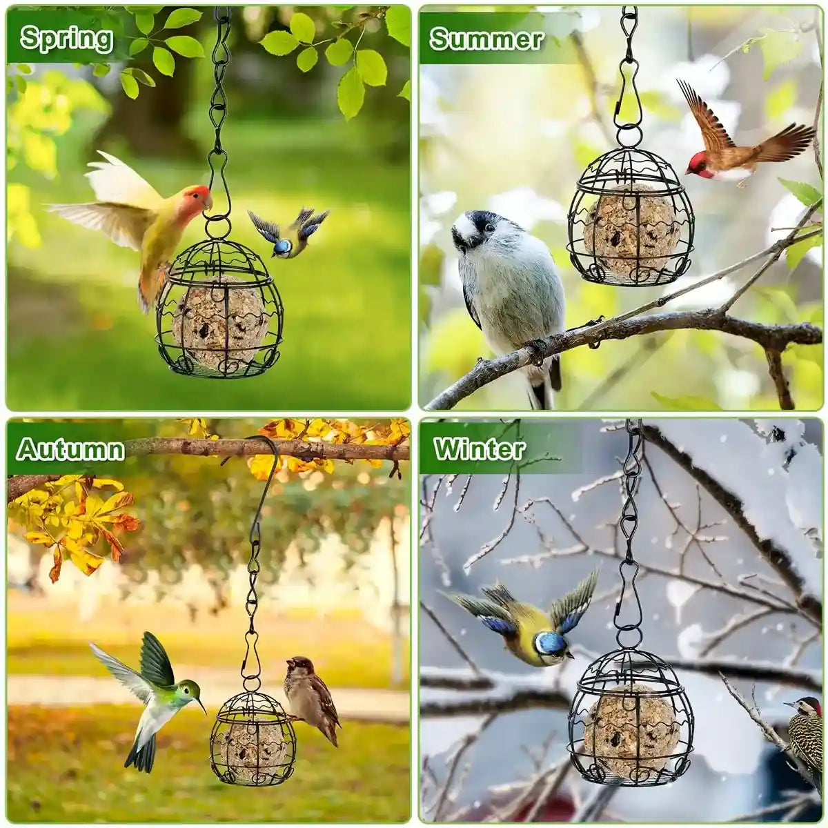 Spring-Style Hanging Bird Feeder for Outdoor Garden or Balcony