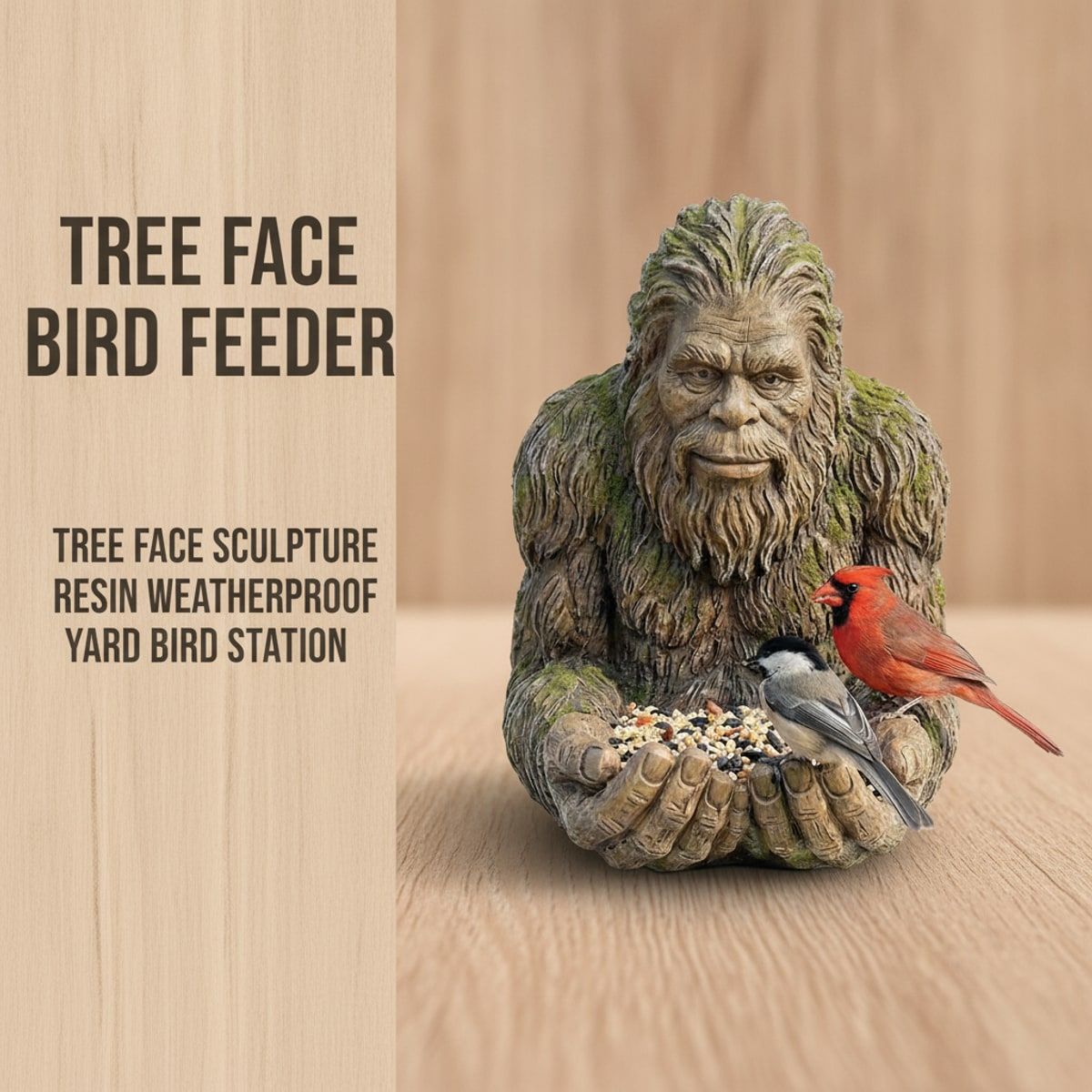 Tree Face Resin Bird Feeder for Garden Use
