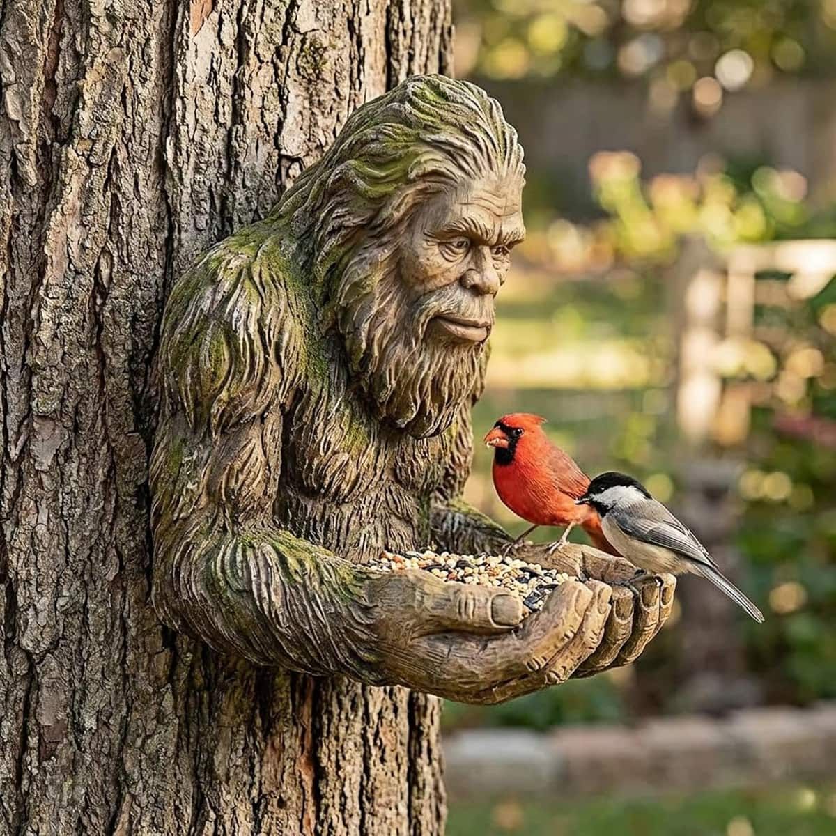 Tree Face Resin Bird Feeder for Garden Use