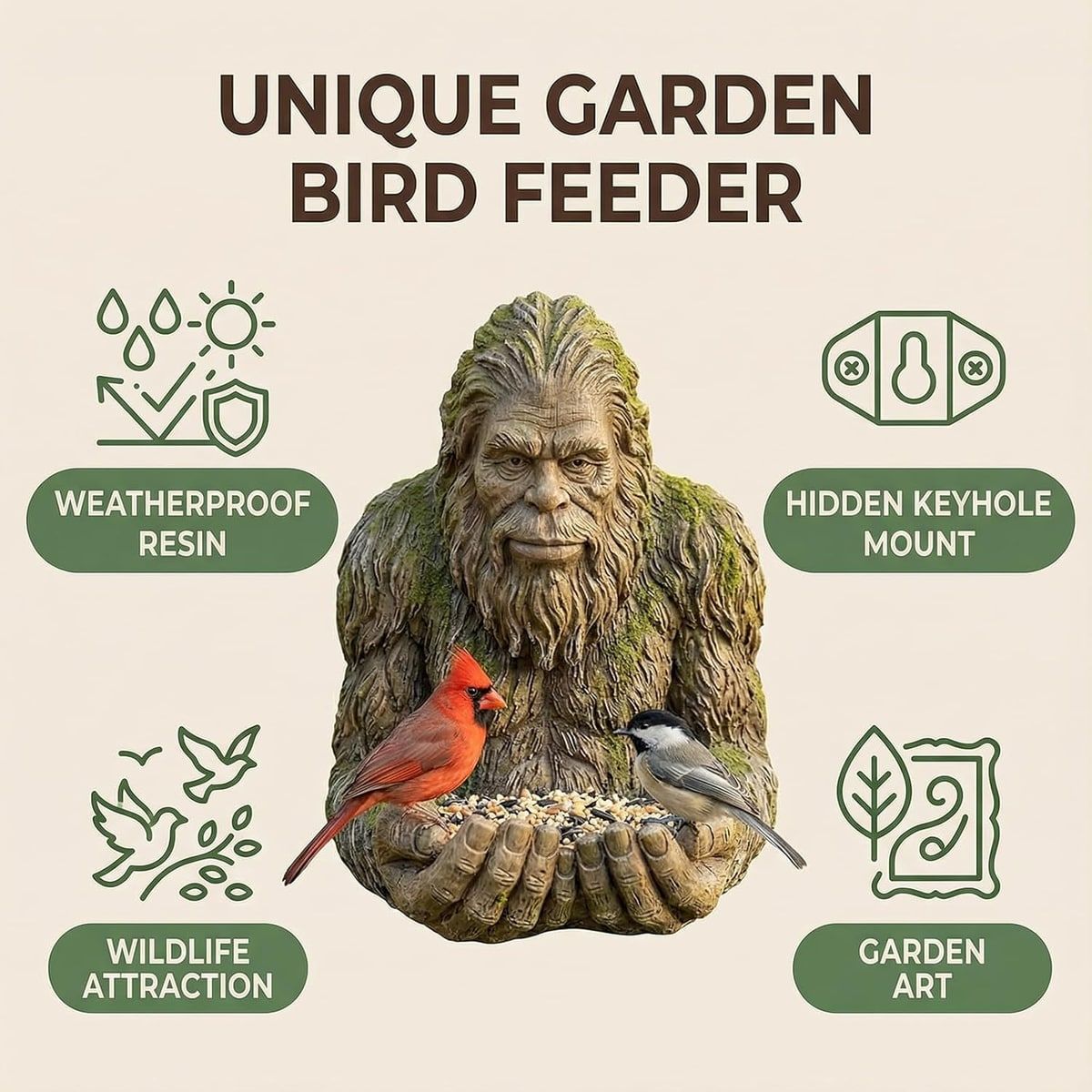Tree Face Resin Bird Feeder for Garden Use