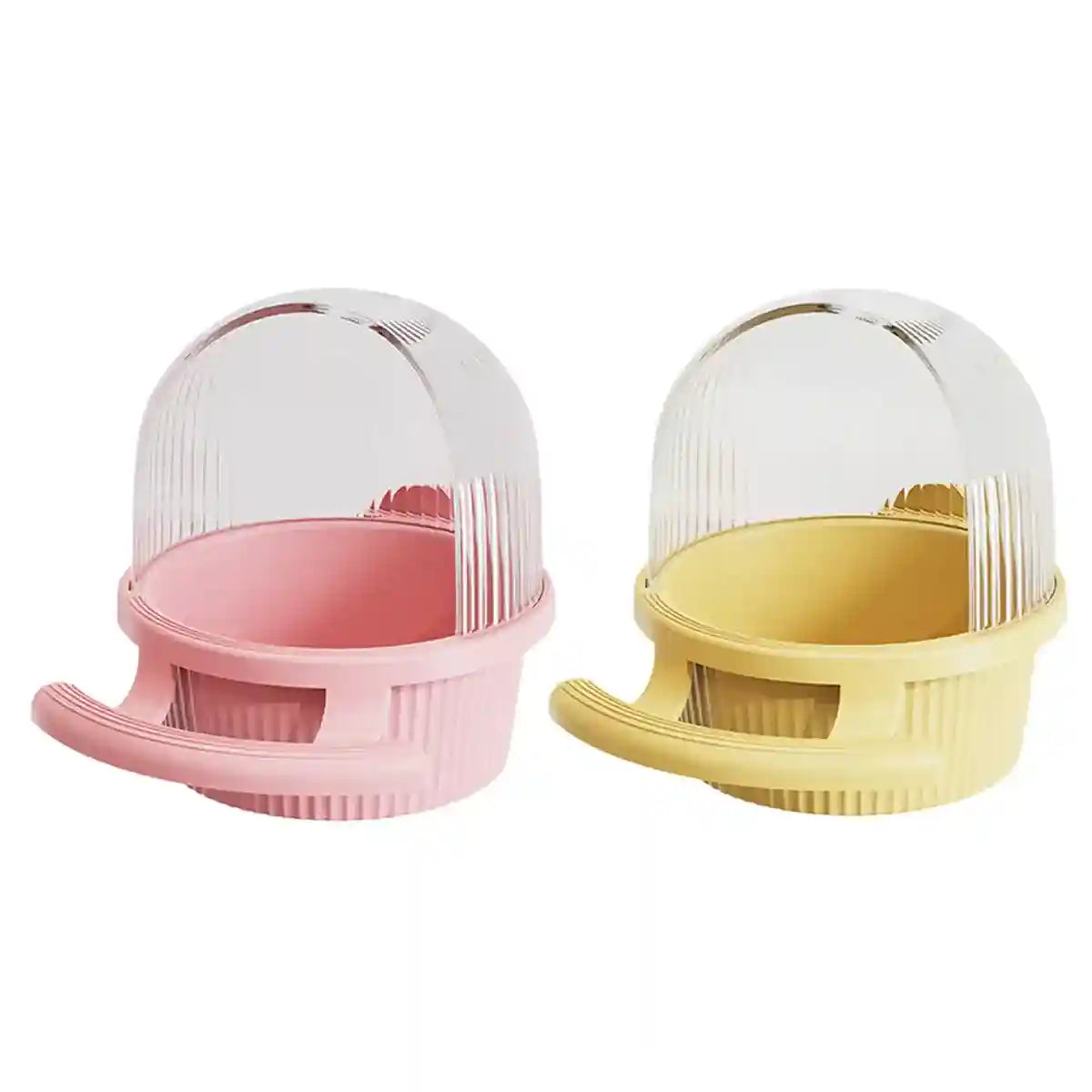 Anti-Splash Bird Feeder with Cover and Stand for Cage Use