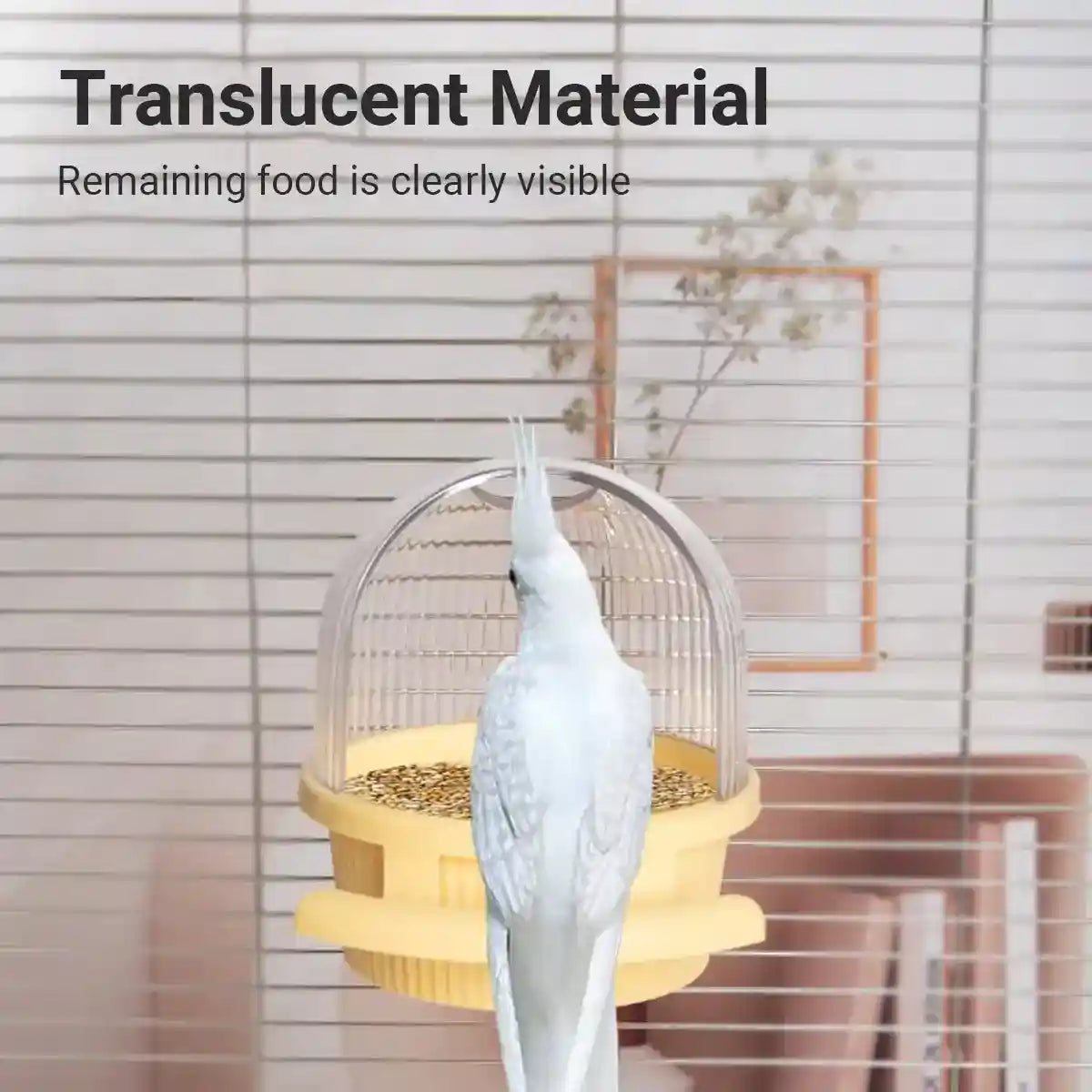 Anti-Splash Bird Feeder with Cover and Stand for Cage Use