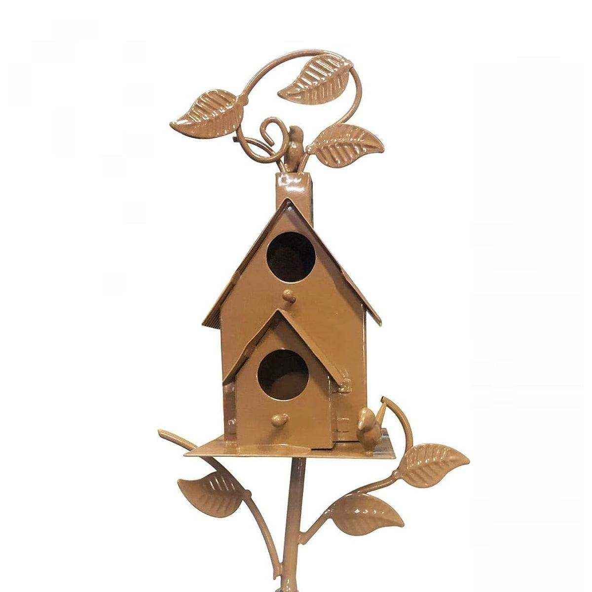 Outdoor Iron Birdhouse GardenStakes Bird House Metal Crafts Pastoral Plug-in