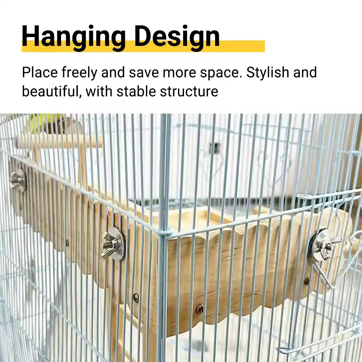 Parrot Cage Platform with Ladder Wooden Bird Stand for Small Birds