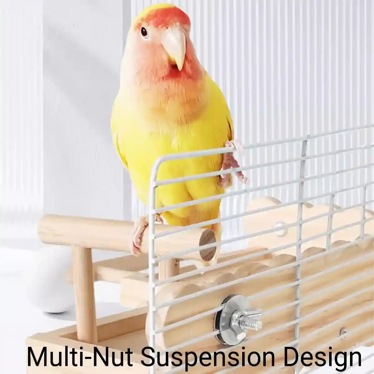 Parrot Cage Platform with Ladder Wooden Bird Stand for Small Birds