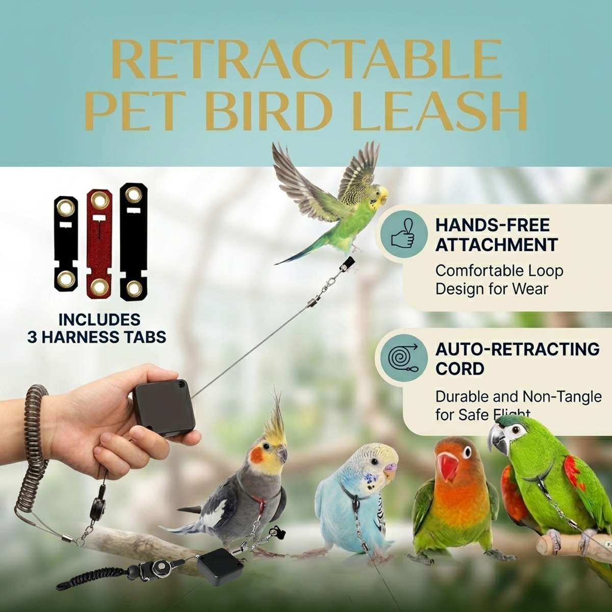 Parrot Foot Leash - Retractable Bird Flight Training Set
