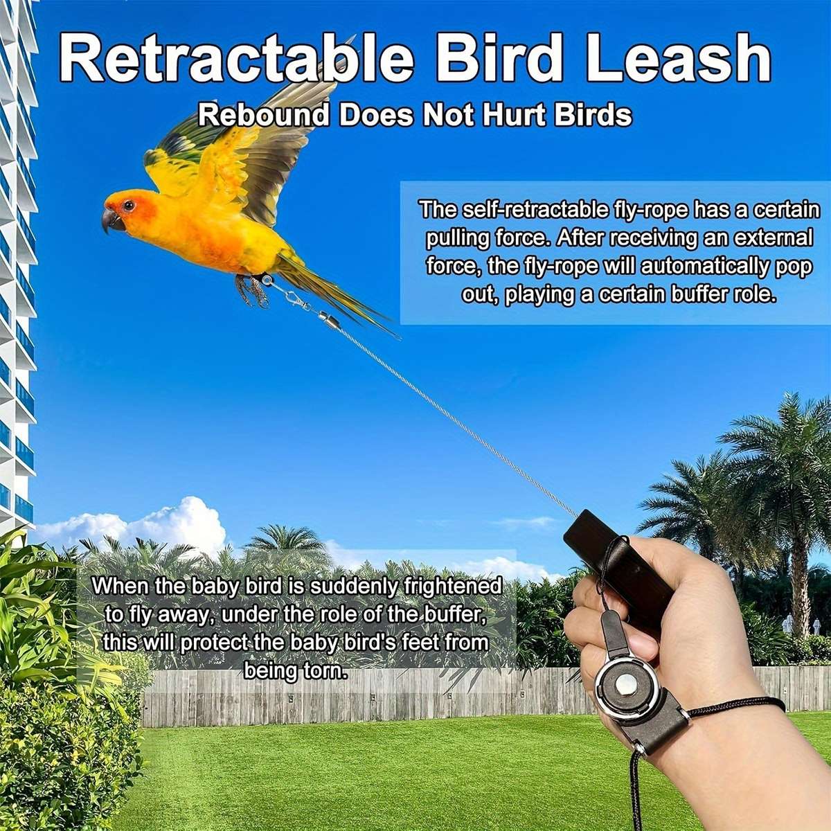 Parrot Foot Leash - Retractable Bird Flight Training Set