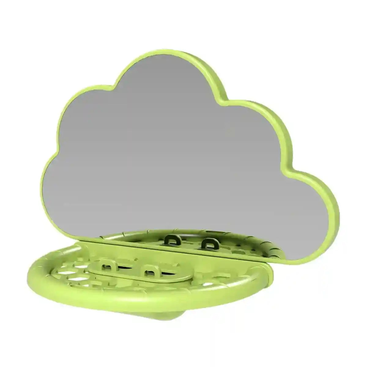 Cloud-Shaped Bird Mirror with Perch & Hidden Feeder