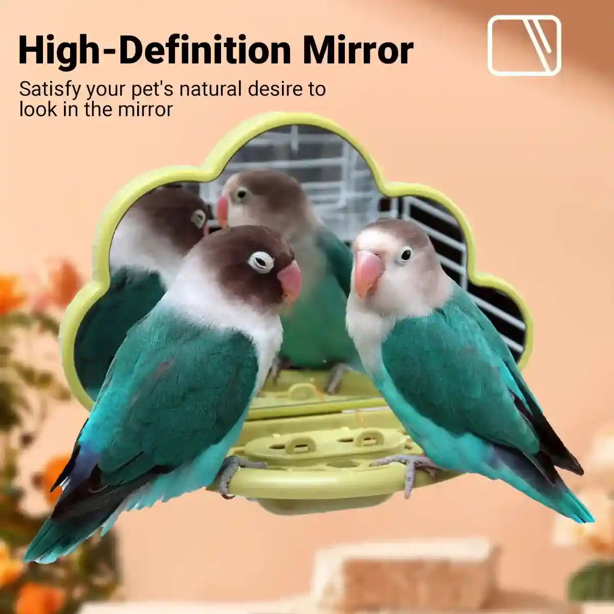 Cloud-Shaped Bird Mirror with Perch & Hidden Feeder
