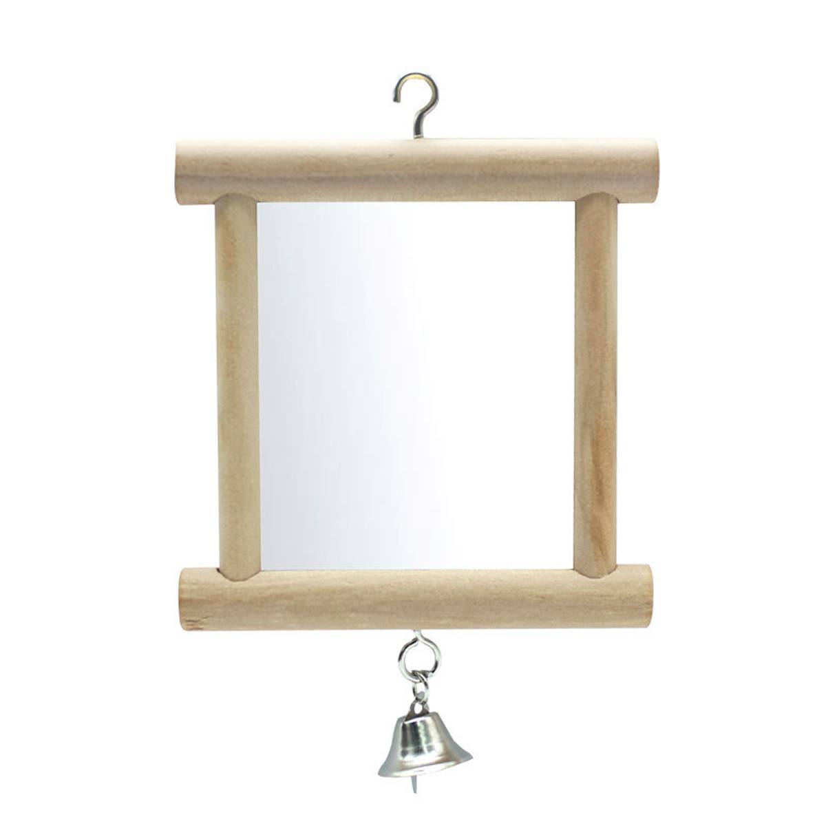 Wooden Bird Mirror Toy with Bell - Image 3