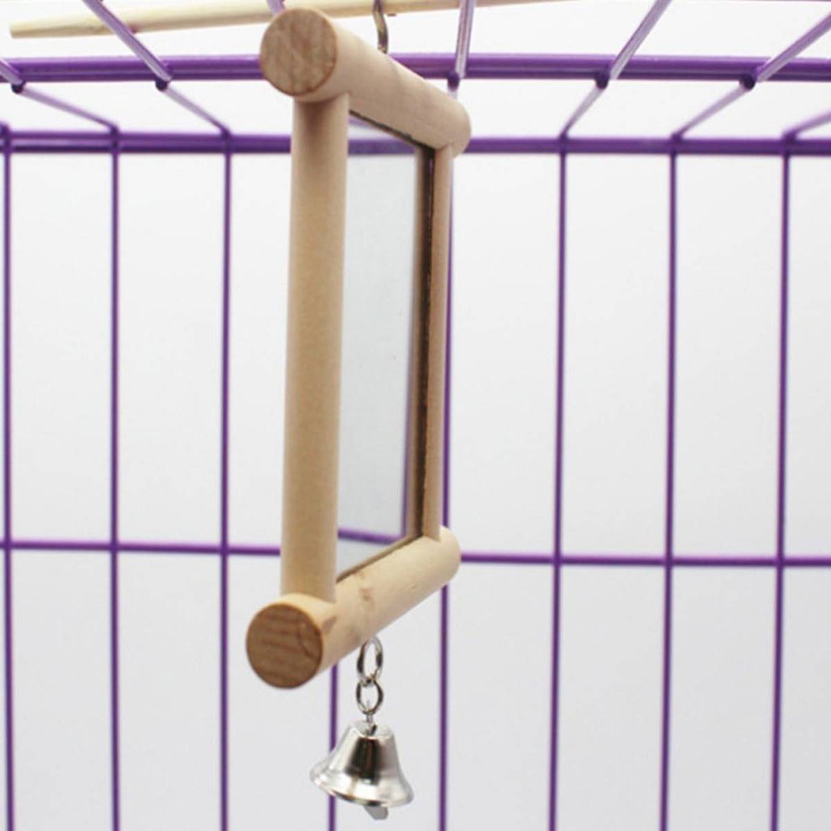 Wooden Bird Mirror Toy with Bell - Image 12