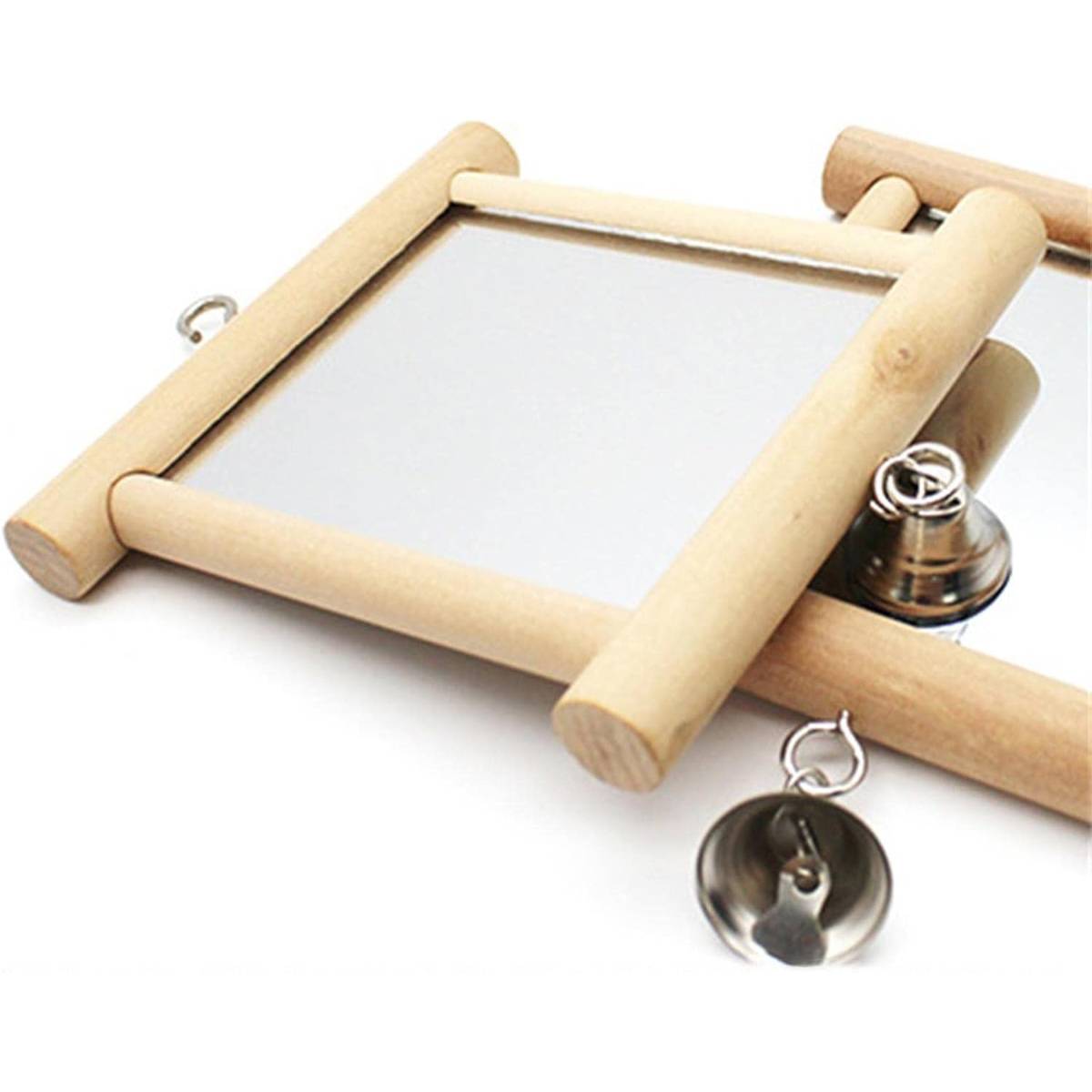 Wooden Bird Mirror Toy with Bell - Image 11