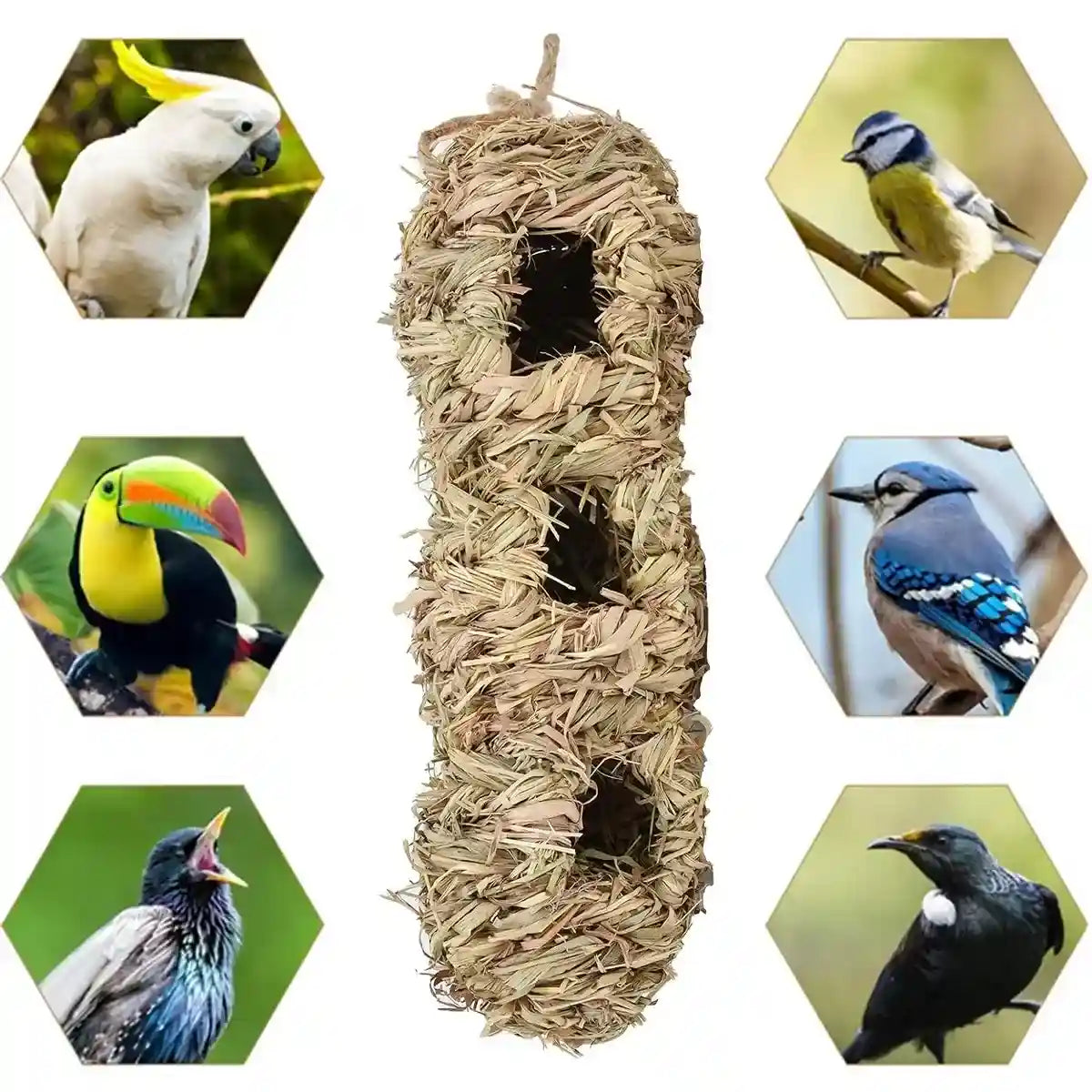 Natural Woven Hanging Bird Nest Peanut Style Bird House for Garden