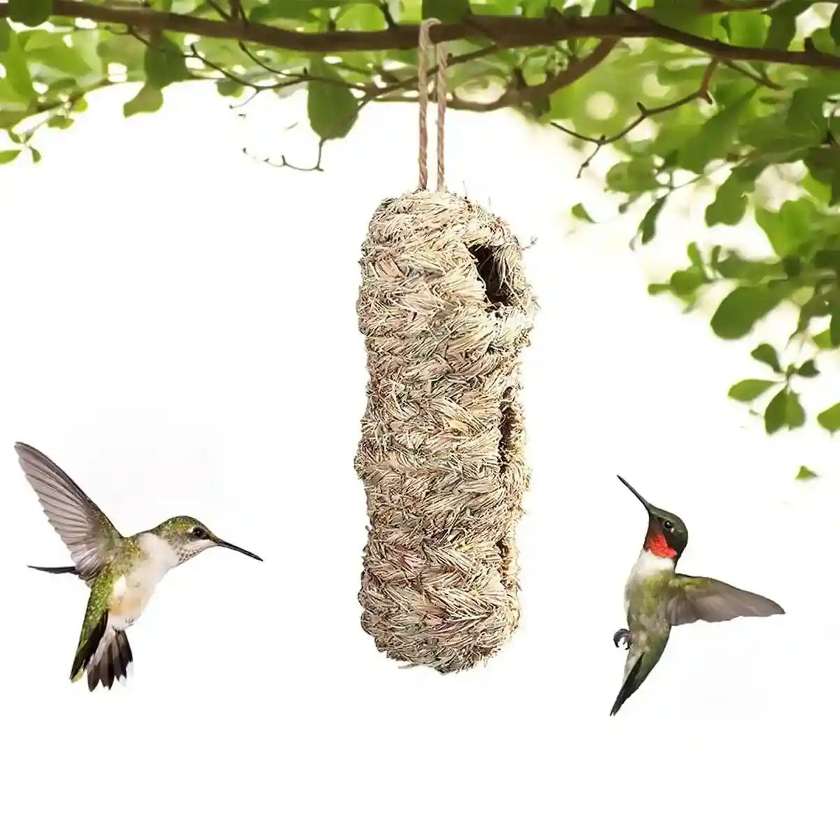 Natural Woven Hanging Bird Nest Peanut Style Bird House for Garden