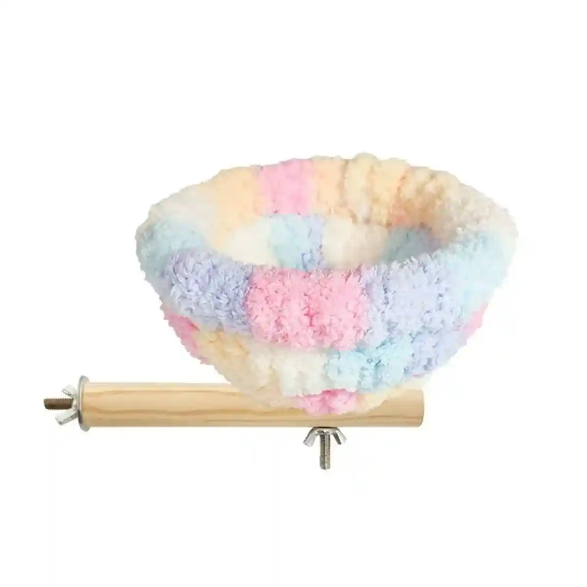 Soft Plush Bird Nest with Wooden Perch Cozy Cage Bed for Small Birds