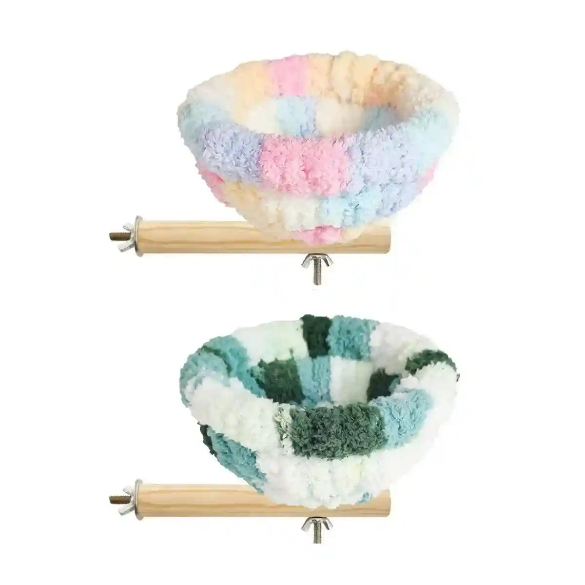 Soft Plush Bird Nest with Wooden Perch Cozy Cage Bed for Small Birds