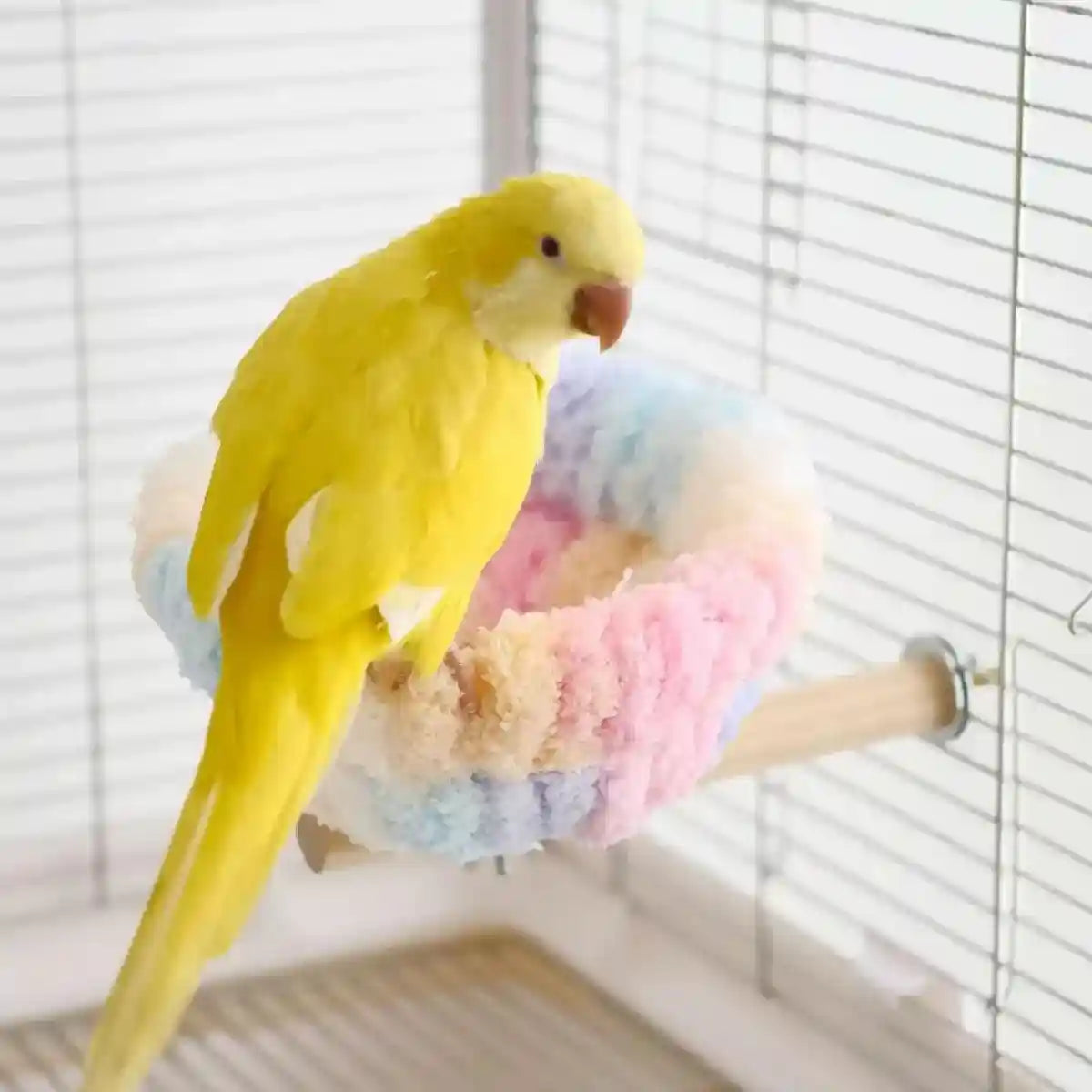 Soft Plush Bird Nest with Wooden Perch Cozy Cage Bed for Small Birds