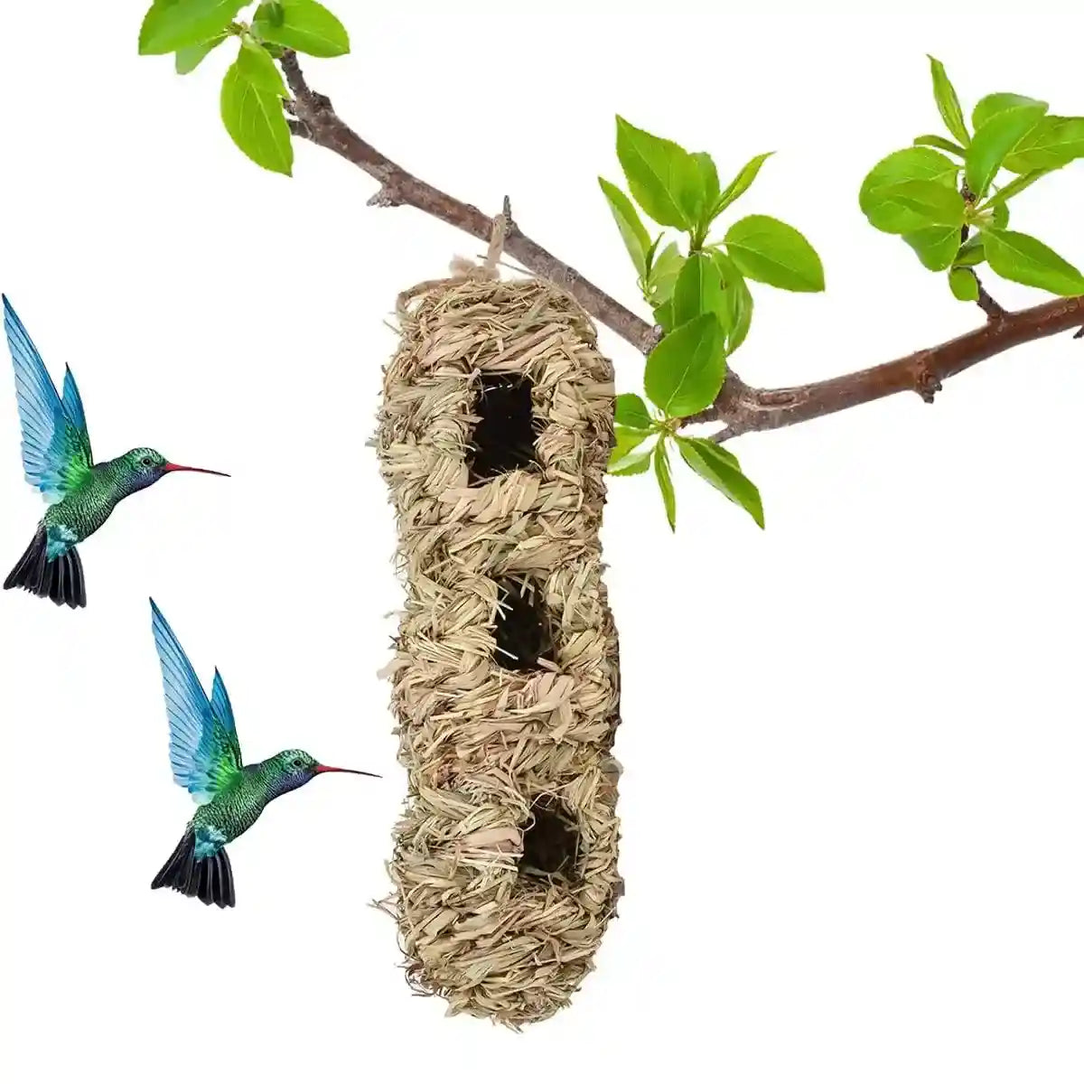 Natural Woven Hanging Bird Nest Peanut Style Bird House for Garden