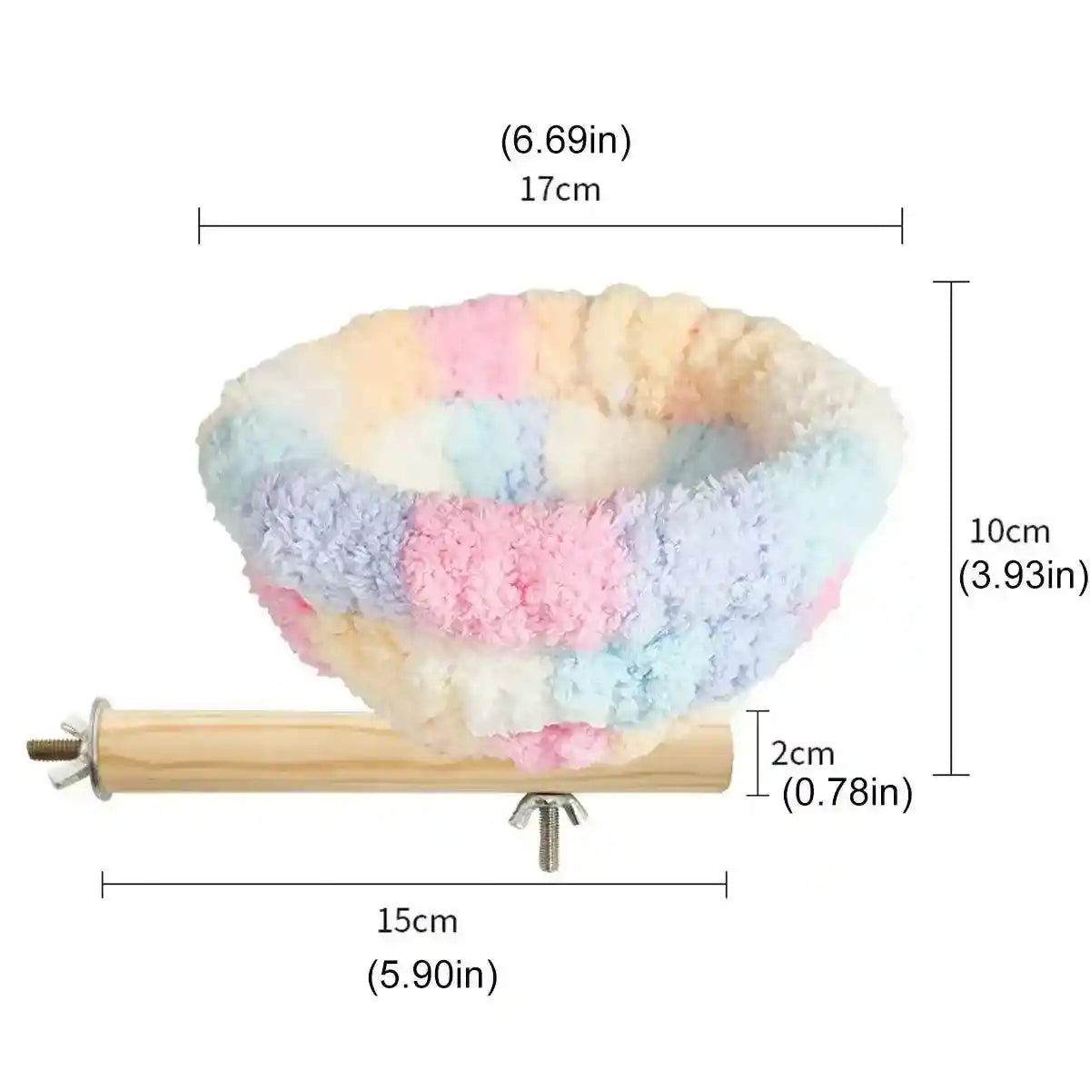 Soft Plush Bird Nest with Wooden Perch Cozy Cage Bed for Small Birds