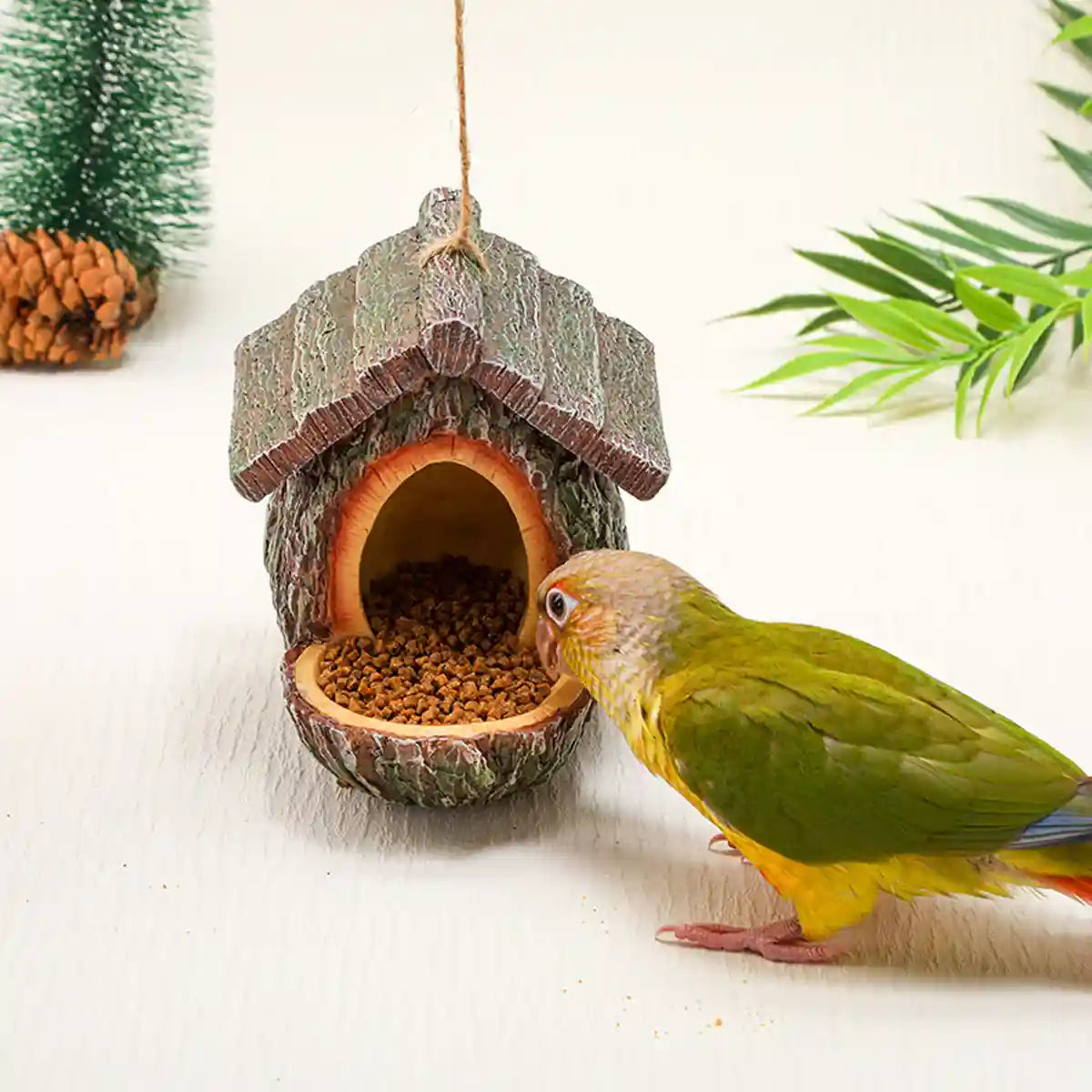 Resin Bird Feeder Bird Nest Pendant Handmade Tree Trunk Garden Decor