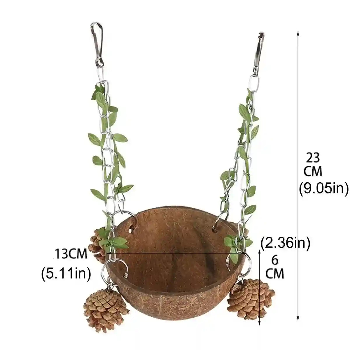 Coconut Bird's Nest for Parrots Natural Habitat with Swing & Hammock