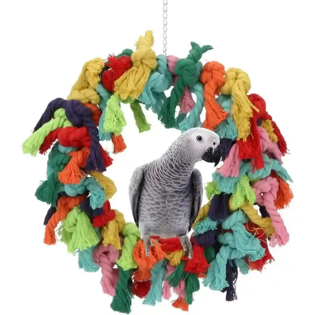 Colorful Cotton Ring Toy for Birds – Durable Rope Perches for Birds