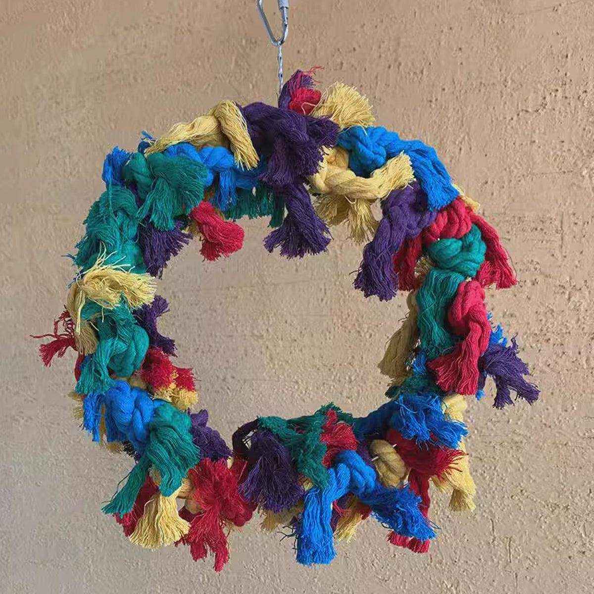 Colorful Cotton Ring Toy for Birds – Durable Rope Perches for Birds