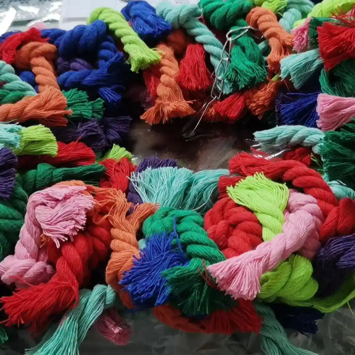 Colorful Cotton Ring Toy for Birds – Durable Rope Perches for Birds