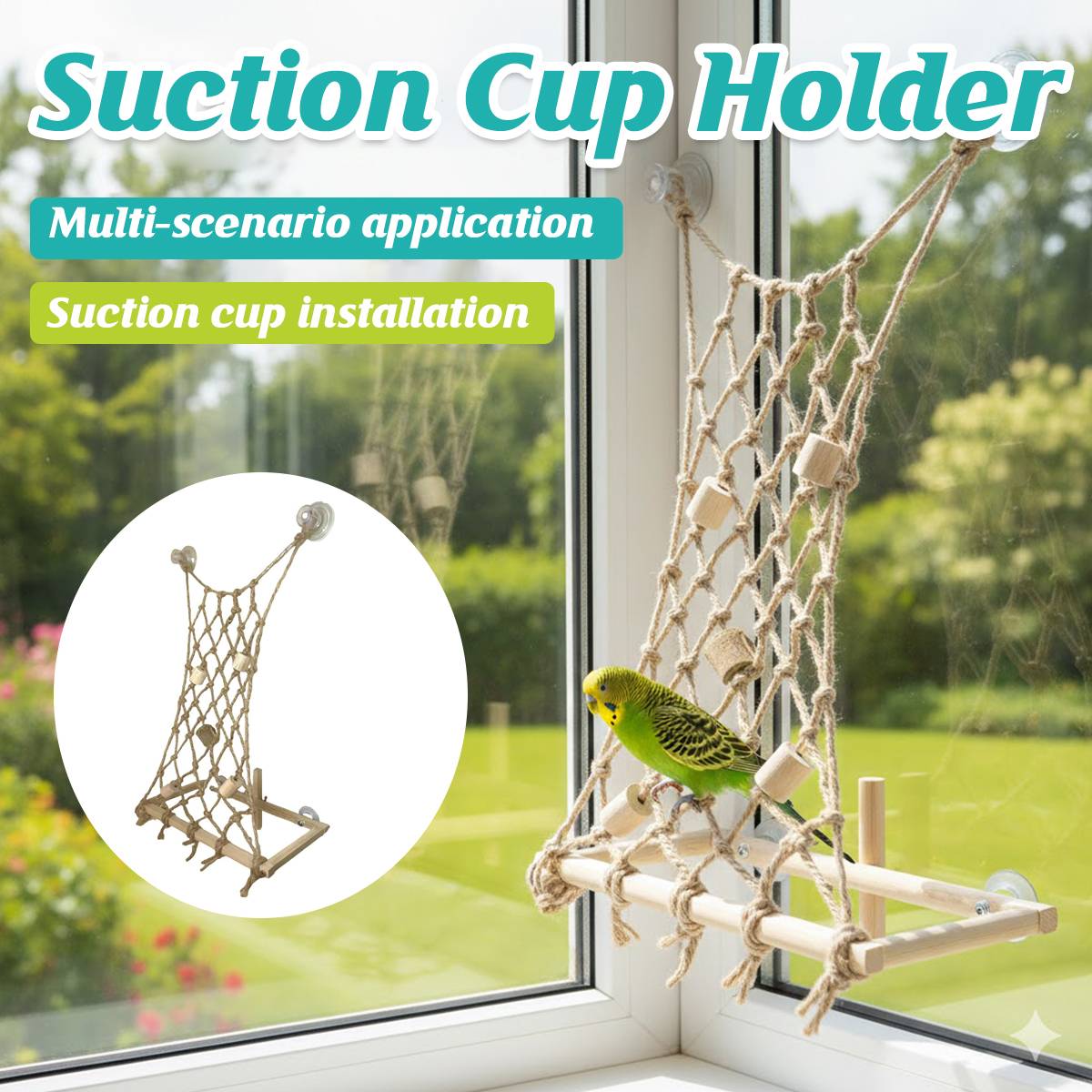 Bird Window Perch with Suction Cups | Sunny Seat Platform for Parrots