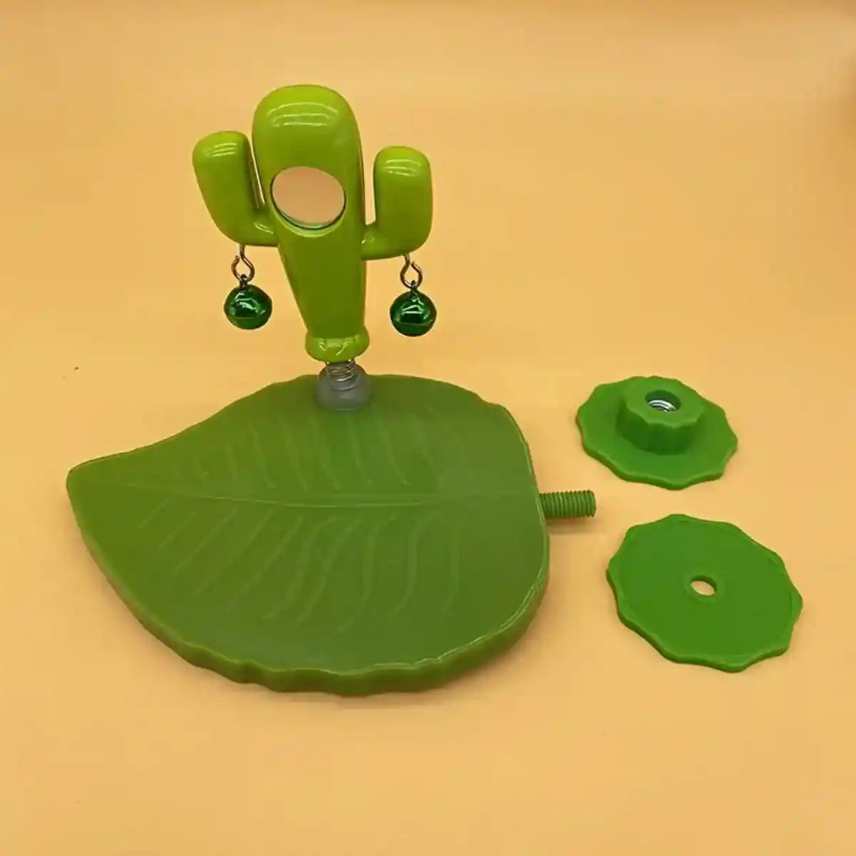 Rocking Cactus Parrot Toy with Mirror and Bells
