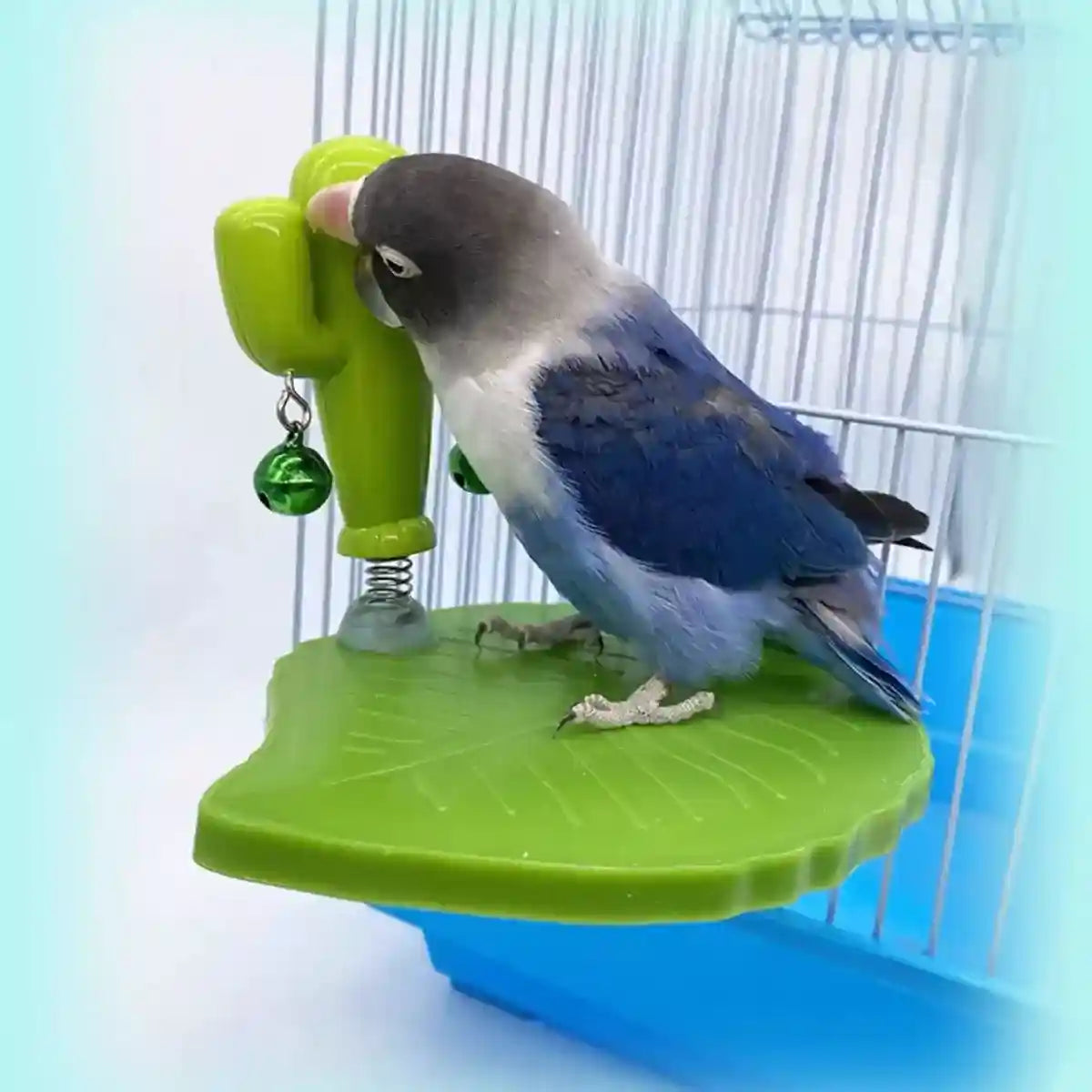 Rocking Cactus Parrot Toy with Mirror and Bells
