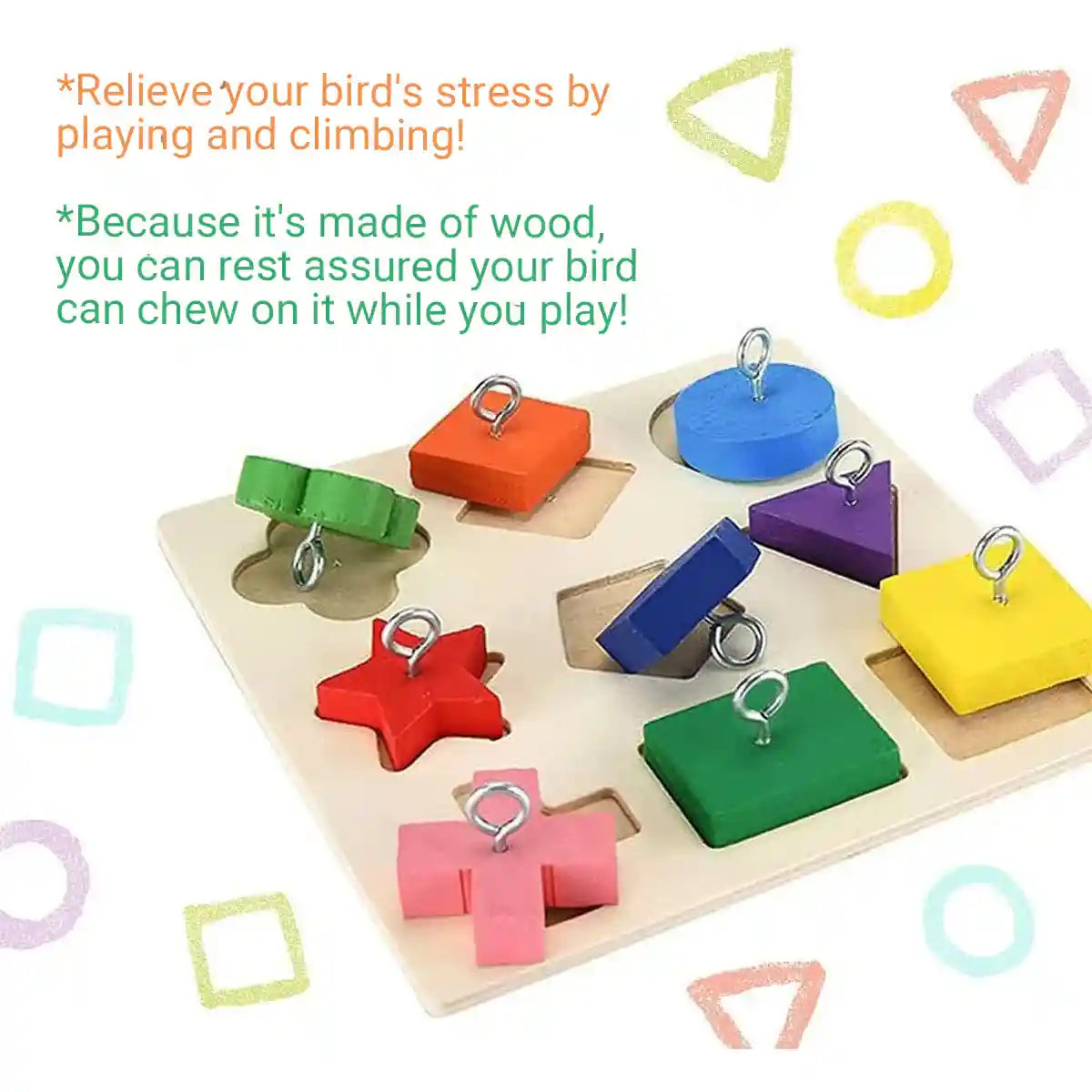 Parrot Training Toy Educational Clock Design with Wooden Blocks for Play