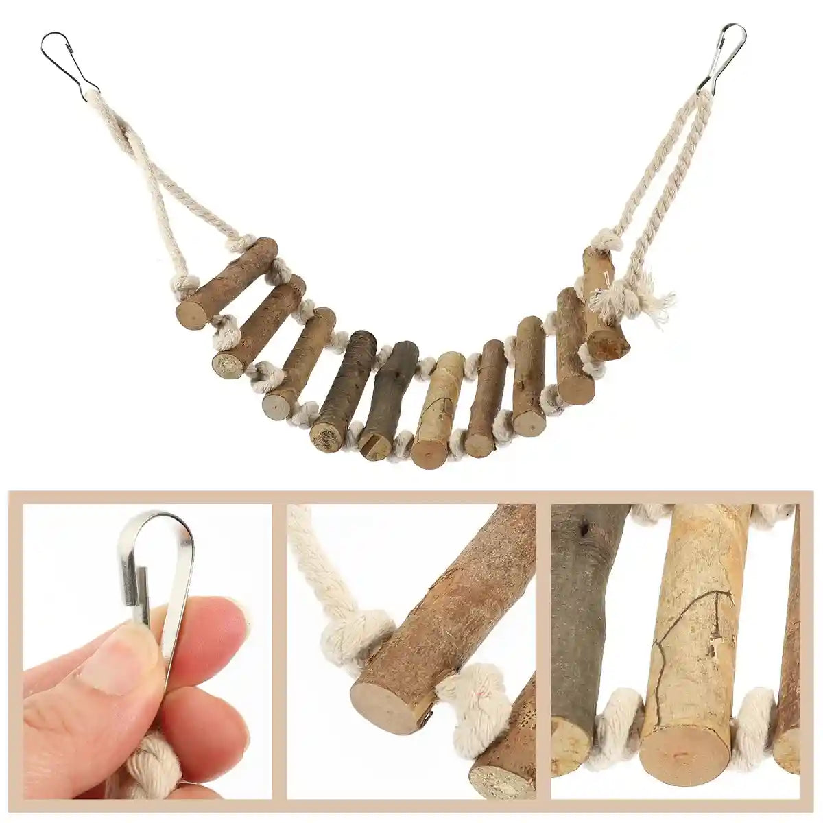 Wooden Parrot Ladder Toy 2PCS Hanging Bridge for Birds Cage