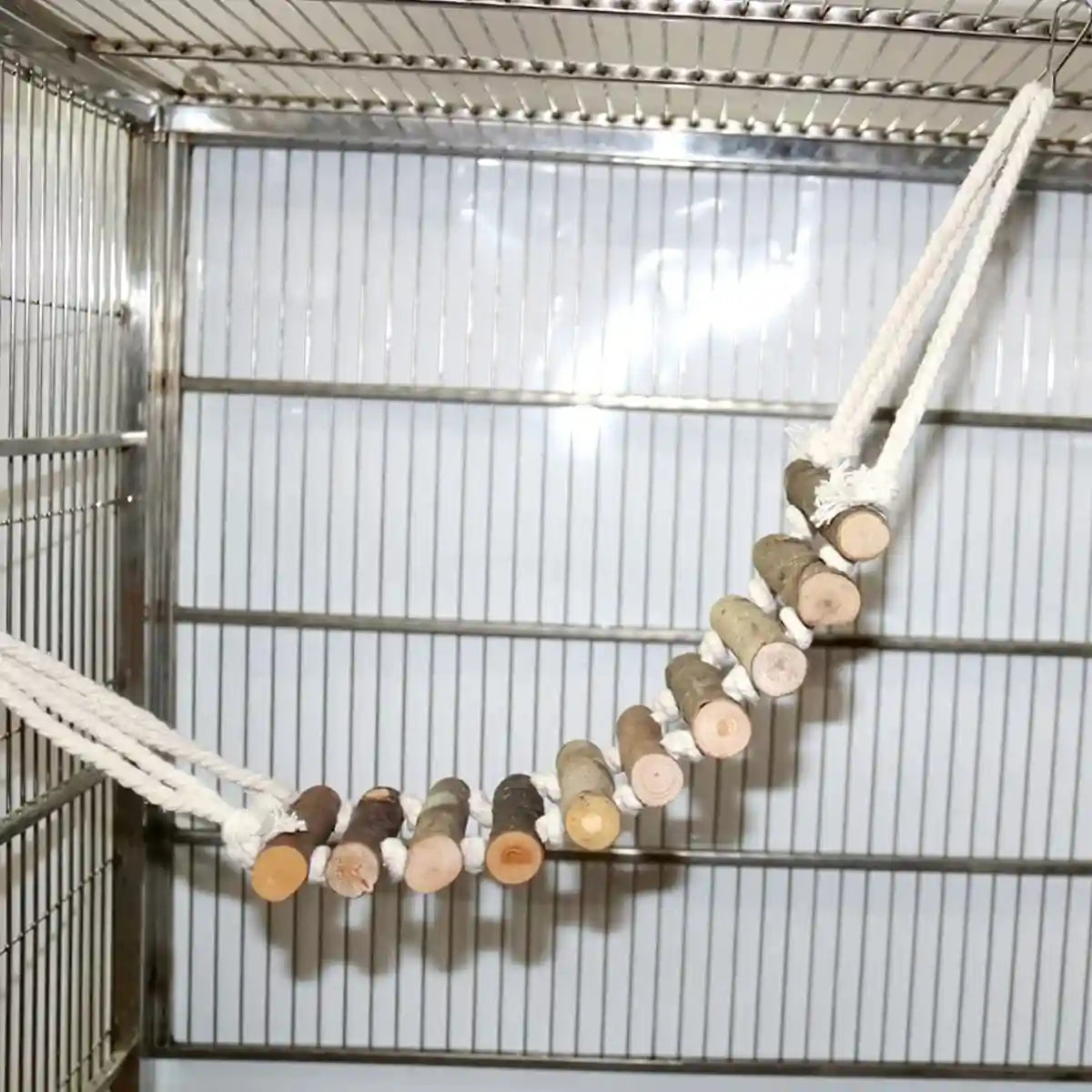 Wooden Parrot Ladder Toy 2PCS Hanging Bridge for Birds Cage