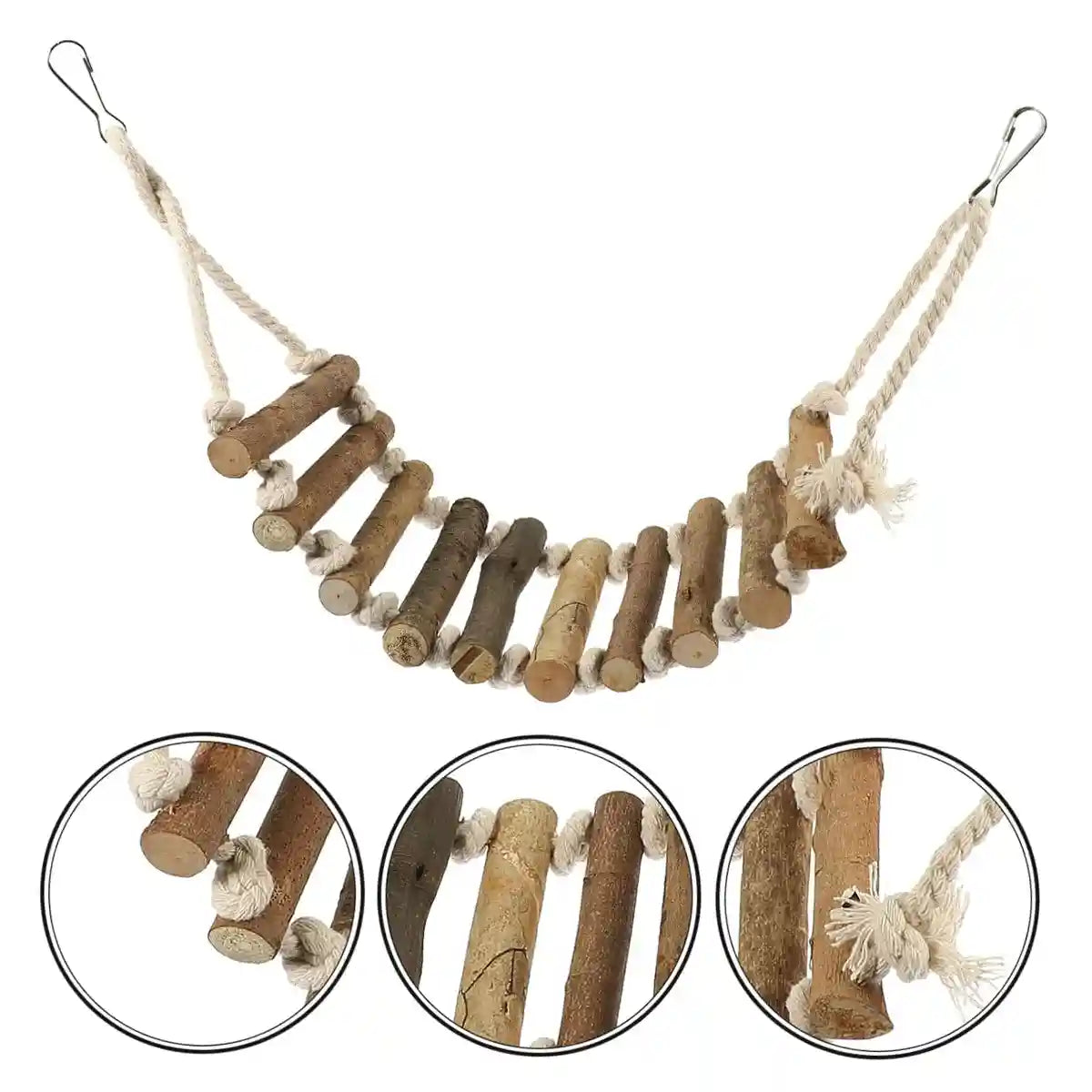 Wooden Parrot Ladder Toy 2PCS Hanging Bridge for Birds Cage