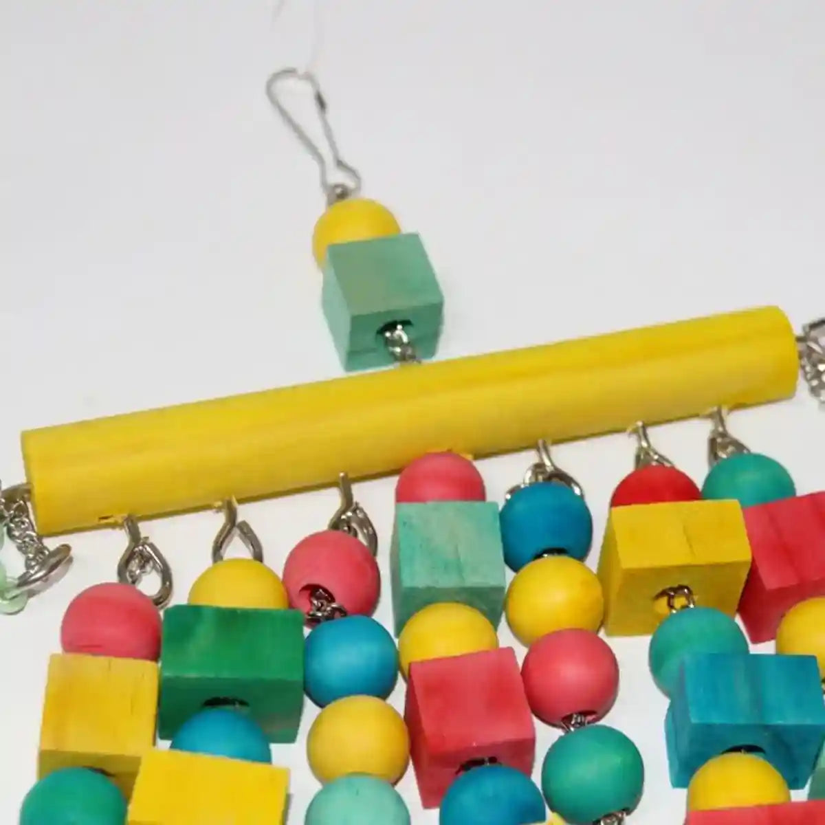 Colorful Hanging Parrot Toys with Wooden Blocks and Bells
