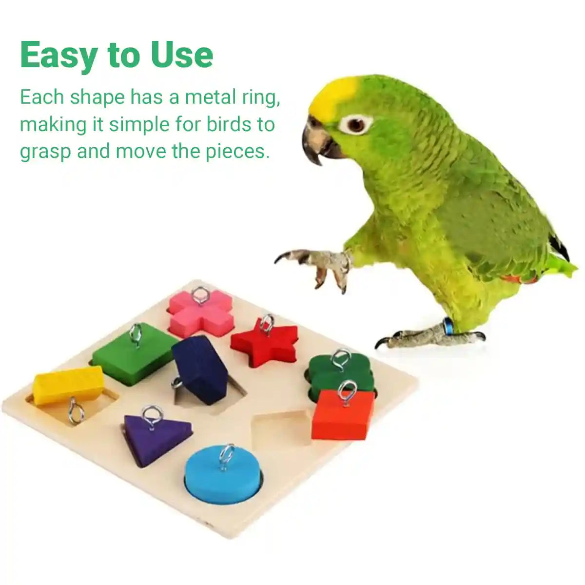 Parrot Training Toy Educational Clock Design with Wooden Blocks for Play